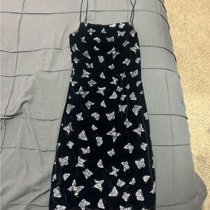 Motel Rocks Black and White Butterfly Midi Dress